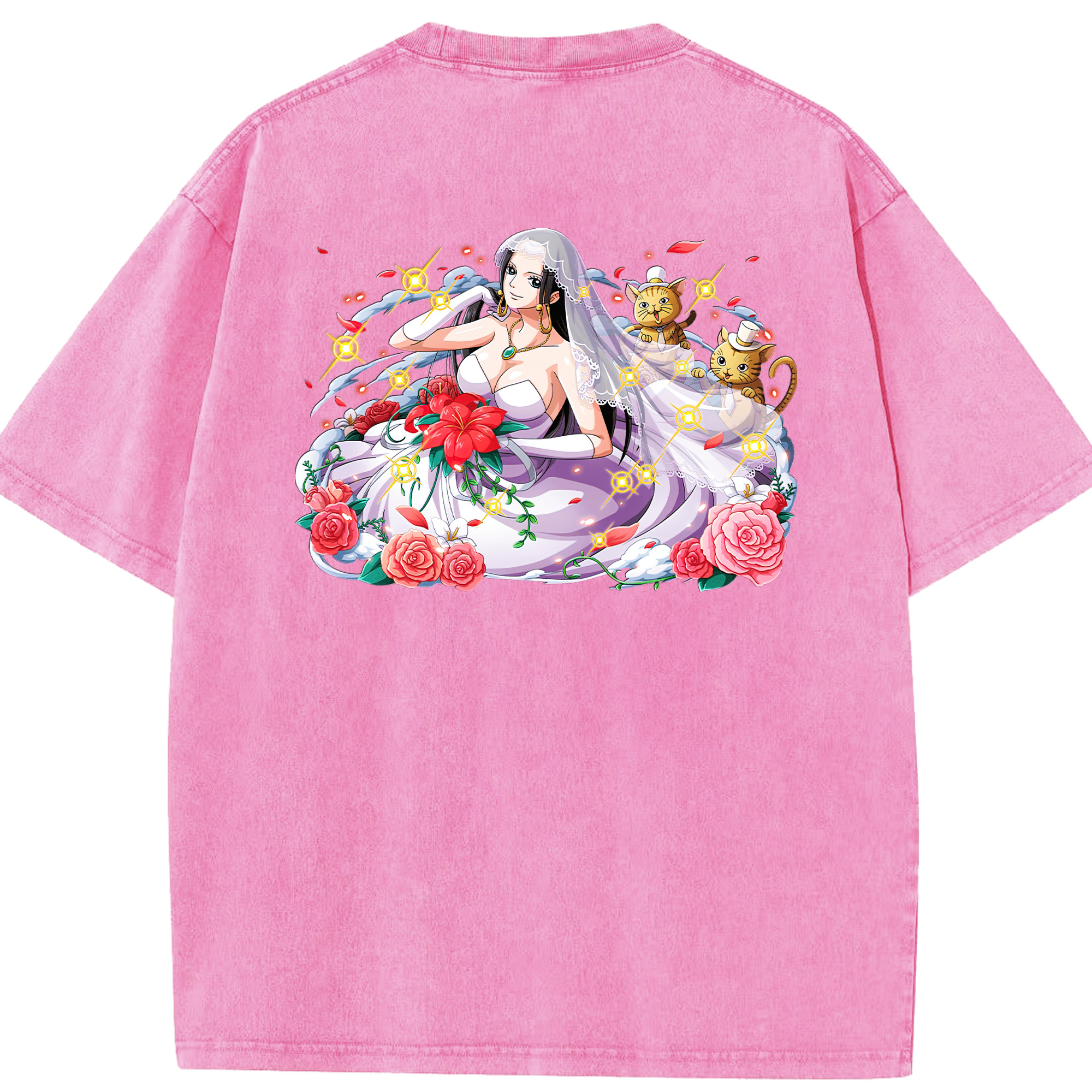 ワンピース ボア・ハンコック ONE PIECE Boa·Hancock 綿100% ヴィンテージ風 半袖Tシャツ（背面プリント）